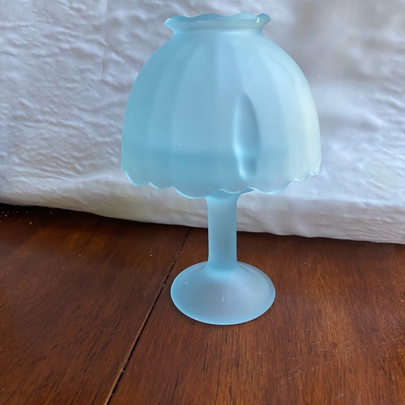 Vintage, Fairly Light Holder Blue Satin Glass. - Picture 2 of 3